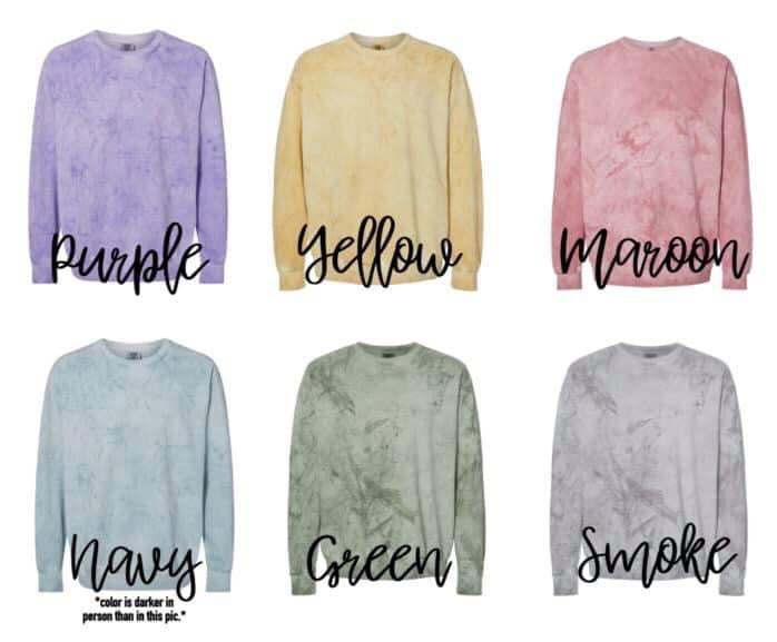 Comfort color color blast monogram crew